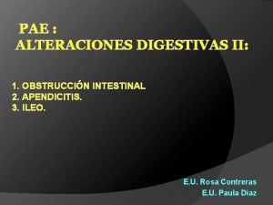PAE ALTERACIONES DIGESTIVAS II 1 OBSTRUCCIN INTESTINAL 2