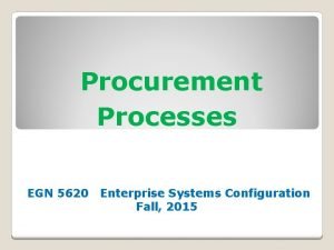 Procurement Processes EGN 5620 Enterprise Systems Configuration Fall