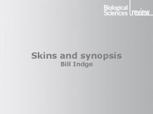 Skins and synopsis Bill Indge Synopsis The material