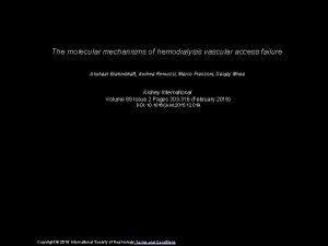 The molecular mechanisms of hemodialysis vascular access failure