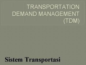 Travel demand model
