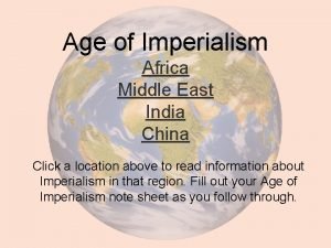 Age of Imperialism Africa Middle East India China