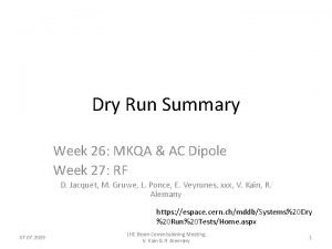 Dry Run Summary Week 26 MKQA AC Dipole