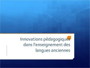 Charlotte Benoist Innovations pdagogiques dans lenseignement des langues
