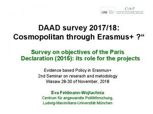DAAD survey 201718 Cosmopolitan through Erasmus Survey on