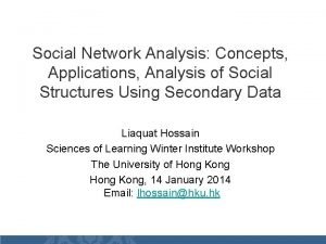 Social Network Analysis Concepts Applications Analysis of Social