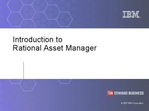 Ibm rational asset manager