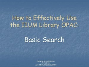 Opac iium library