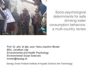 Sociopsychological determinants for safe drinking water consumption behaviors