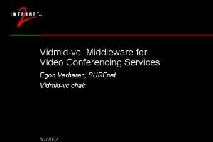 Vidmidvc Middleware for Video Conferencing Services Egon Verharen
