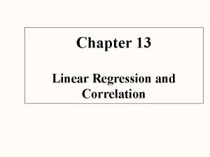 Correlation and regression