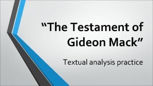 Testament of gideon mack