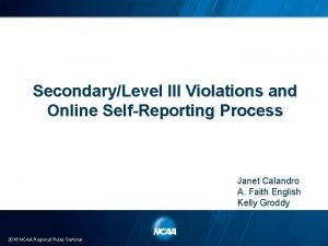 SecondaryLevel III Violations and Online SelfReporting Process Janet