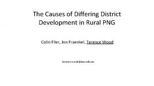 The Causes of Differing District Development in Rural