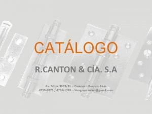CATLOGO R CANTON CA S A Av Mitre