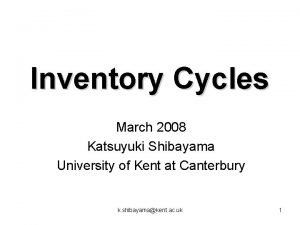 Inventory Cycles March 2008 Katsuyuki Shibayama University of