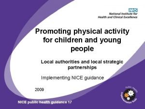 Promoting physical activity for children and young people