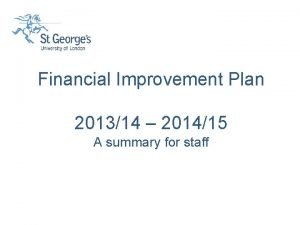 Financial improvement plan