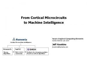 From Cortical Microcircuits to Machine Intelligence Numenta Catalyst