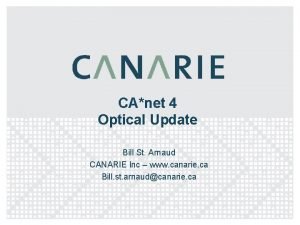 CAnet 4 Optical Update Bill St Arnaud CANARIE