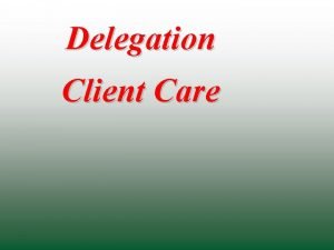 Objectives of delegation