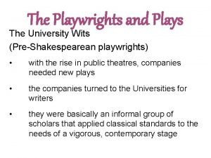 University wits in english literature