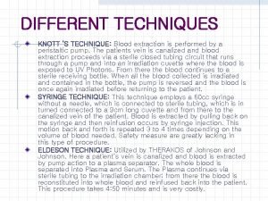 DIFFERENT TECHNIQUES KNOTT S TECHNIQUE Blood extraction is