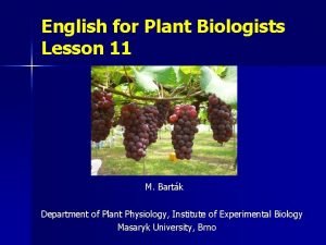 English for Plant Biologists Lesson 11 M Bartk