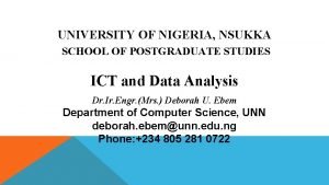 UNIVERSITY OF NIGERIA NSUKKA SCHOOL OF POSTGRADUATE STUDIES