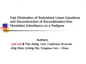 Redundant equation Redundant equation