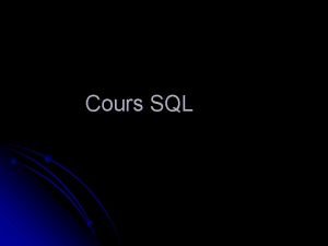 Cours SQL Base de donnes exemple pour le