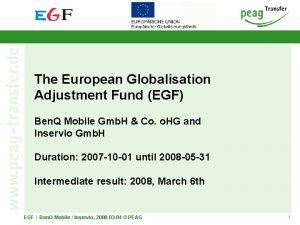 The European Globalisation Adjustment Fund EGF Ben Q