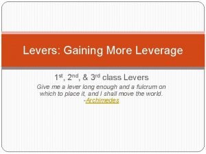 First class lever examples