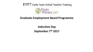 EYITT Early Years Initial Teacher Training Graduate Employment