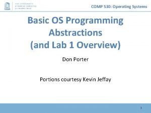 COMP 530 Operating Systems Basic OS Programming Abstractions