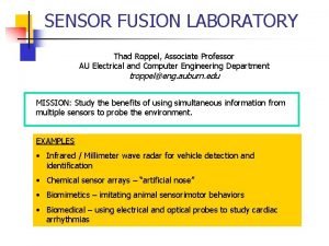 SENSOR FUSION LABORATORY Thad Roppel Associate Professor AU