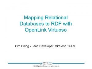 Mapping Relational Databases to RDF with Open Link