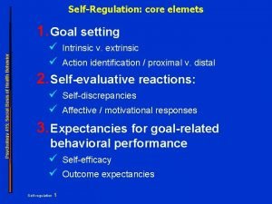 SelfRegulation core elemets Psychology 415 Social Basis of