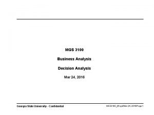 MGS 3100 Business Analysis Decision Analysis Mar 24