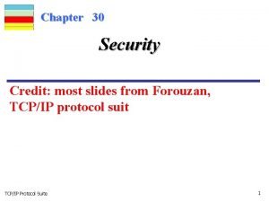 Chapter 30 Security Credit most slides from Forouzan