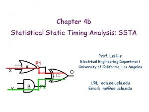 Chapter 4 b Statistical Static Timing Analysis SSTA