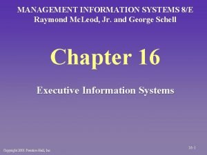 MANAGEMENT INFORMATION SYSTEMS 8E Raymond Mc Leod Jr