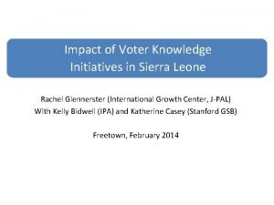 Impact of Voter Knowledge Initiatives in Sierra Leone