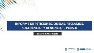 Informe de quejas y reclamos Informe de quejas y reclamos