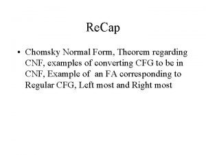Re Cap Chomsky Normal Form Theorem regarding CNF