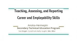 Teaching Assessing and Reporting Career and Employability Skills