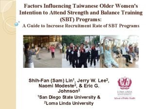 Factors Influencing Taiwanese Older Womens Intention to Attend