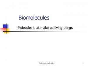 Biomolecules Molecules that make up living things Biological