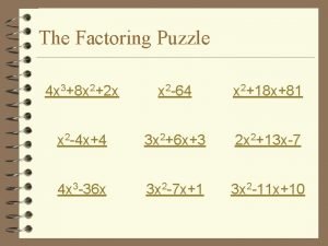 Factoring trinomials puzzle