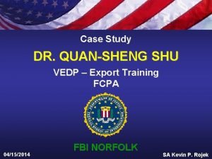Case Study DR QUANSHENG SHU VEDP Export Training